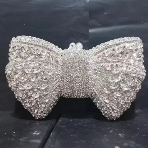 Rhinestone Bow Evening Clutch