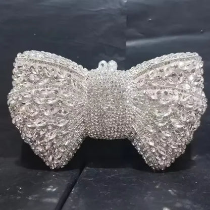 Rhinestone Bow Evening Clutch