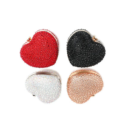 Luxury Heart Crystal Rhinestone Evening Clutch Bag