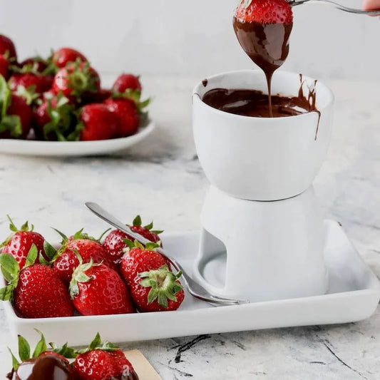 Cute Ceramic Butter Warmer Fondue Set with Forks