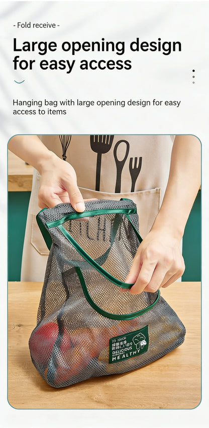 Reusable Hanging Mesh Storage Bag for Fruits & Vegetables