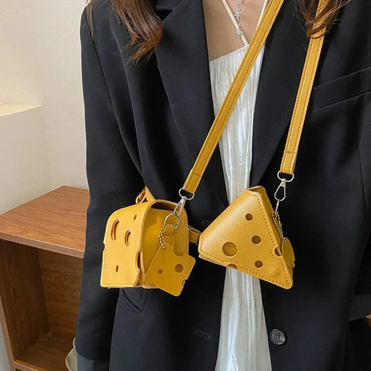 Cheese-Shaped Mini Crossbody Bag for Women