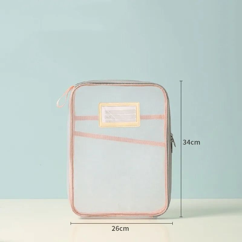 A4 Transparent Mesh Zipper Document Folder