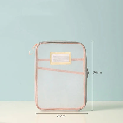 A4 Transparent Mesh Zipper Document Folder