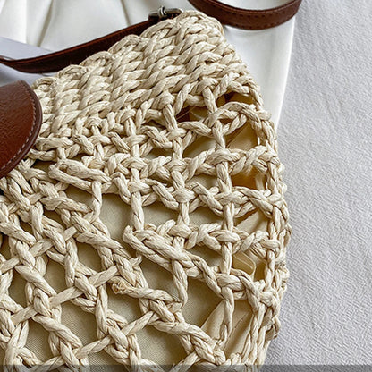 Handmade Half Moon Straw Crossbody Bag