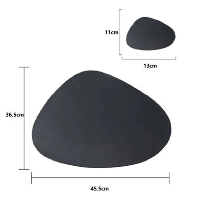 Inyahome Irregular PU Leather Placemat Set with Coaster