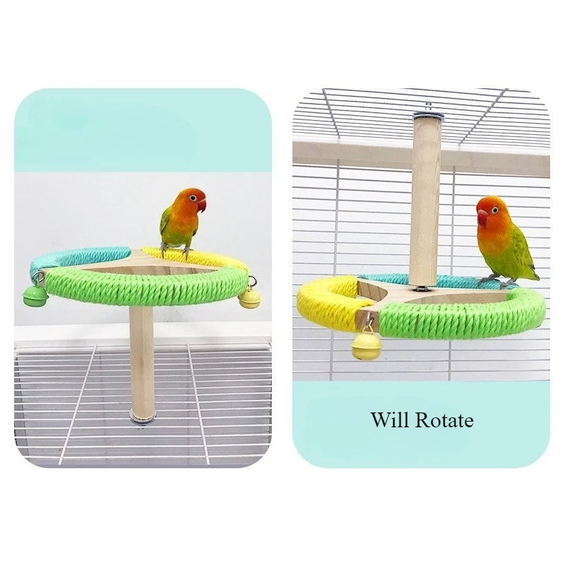 Parrot Activity Mirror & Cotton Rope Perch Toy