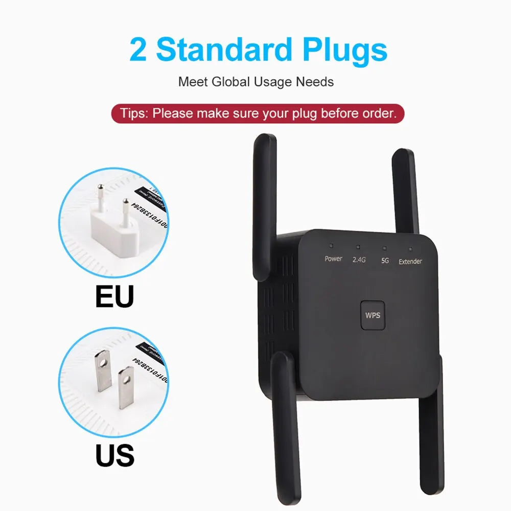 AC1200 Dual Band WiFi Range Extender – 1200Mbps Signal Booster