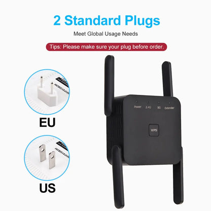 AC1200 Dual Band WiFi Range Extender – 1200Mbps Signal Booster