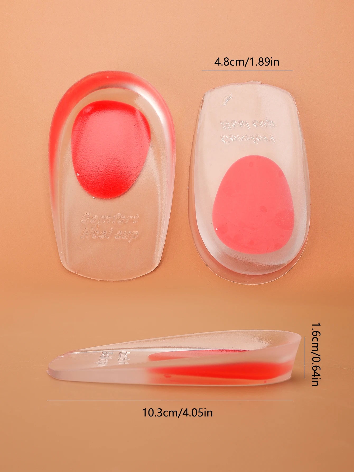Silicone Gel Heel Cups for Pain Relief & Shock Absorption