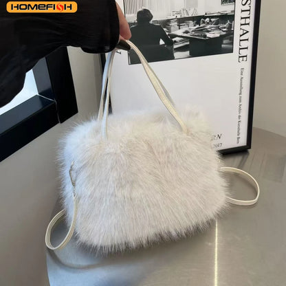 Luxury Plush Faux Fur Shoulder & Crossbody Handbag
