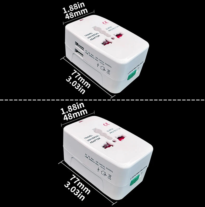 Universal Travel Adapter with Dual USB Ports