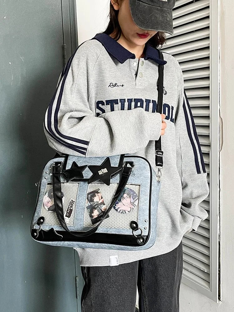 Transparent DIY Ita Shoulder Bag for Pins & Collectibles
