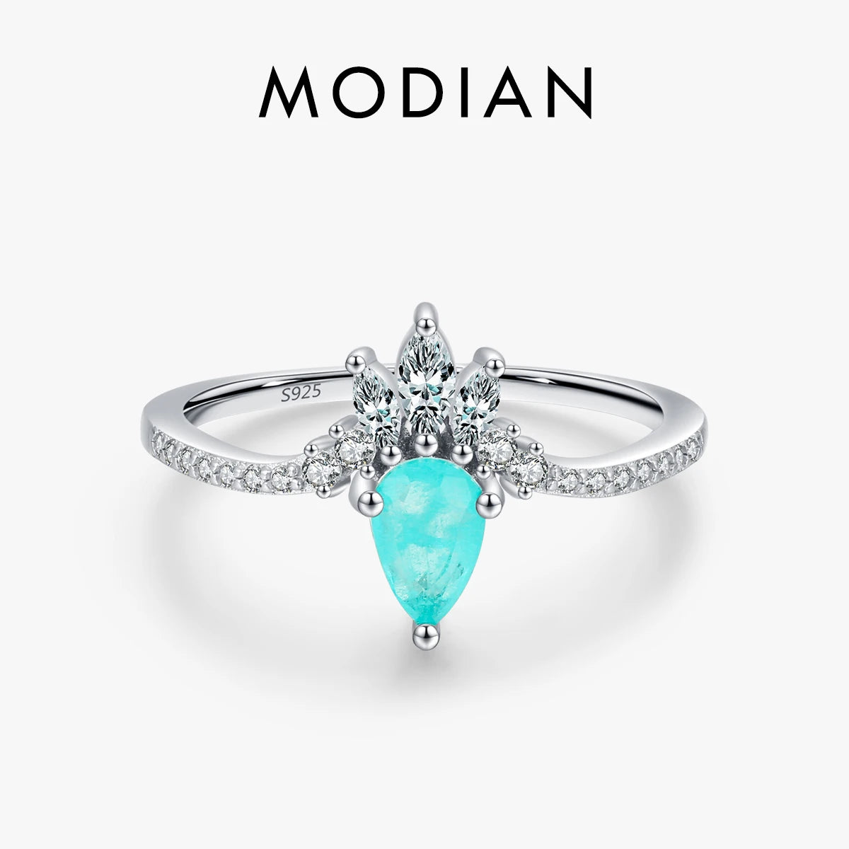 Paraiba Tourmaline Sterling Silver Crown Ring