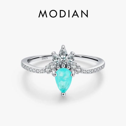 Paraiba Tourmaline Sterling Silver Crown Ring
