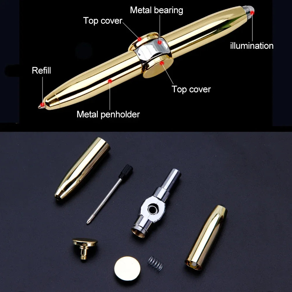 Multifunction Metal Fidget Pen with LED Light & Spinner