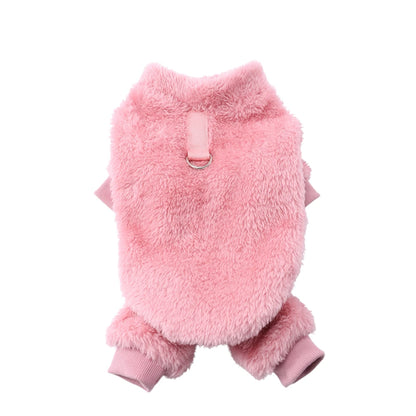 Warm Fleece Dog Jumpsuit with D-Ring