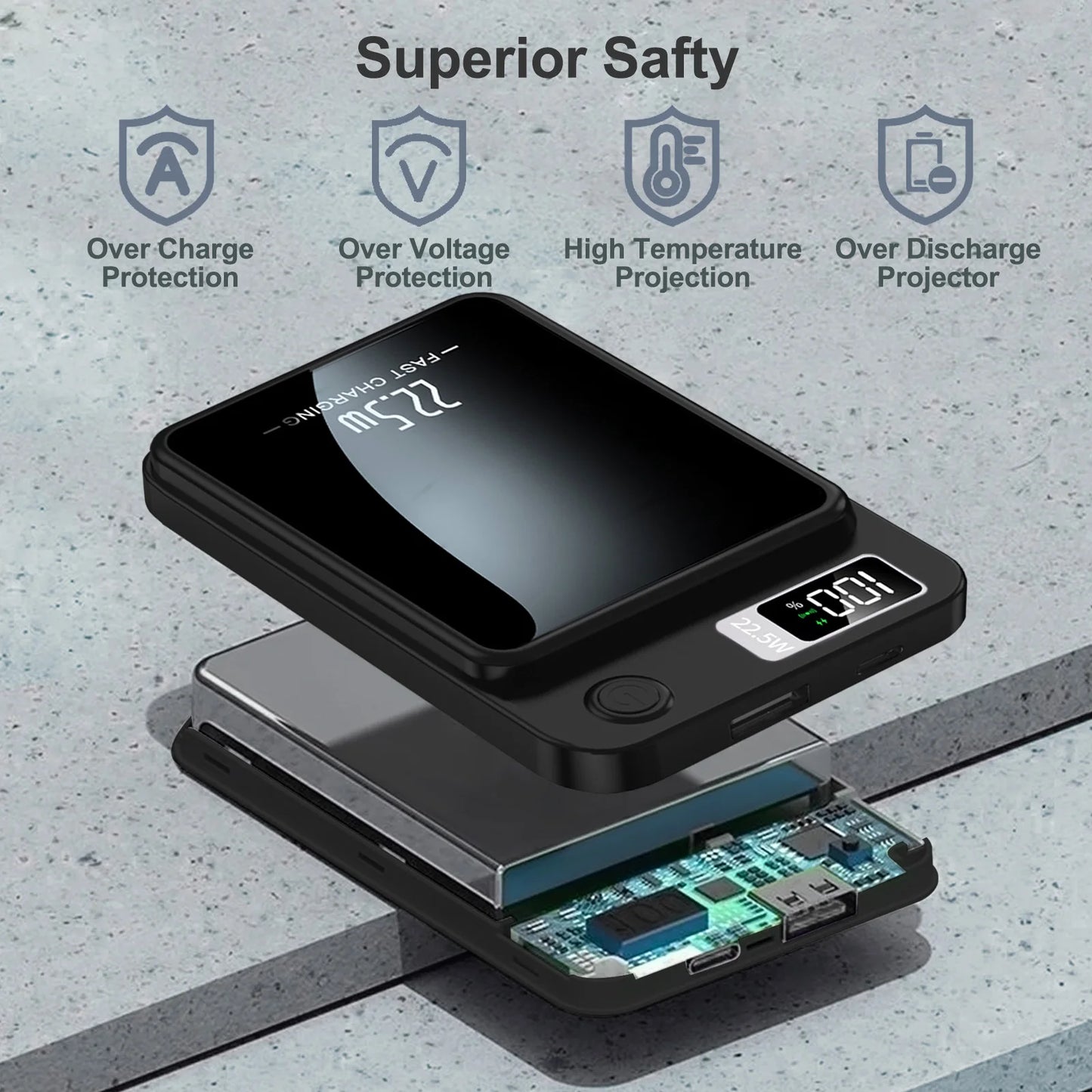 Magnetic Wireless Power Bank with 22.5W Fast Charging