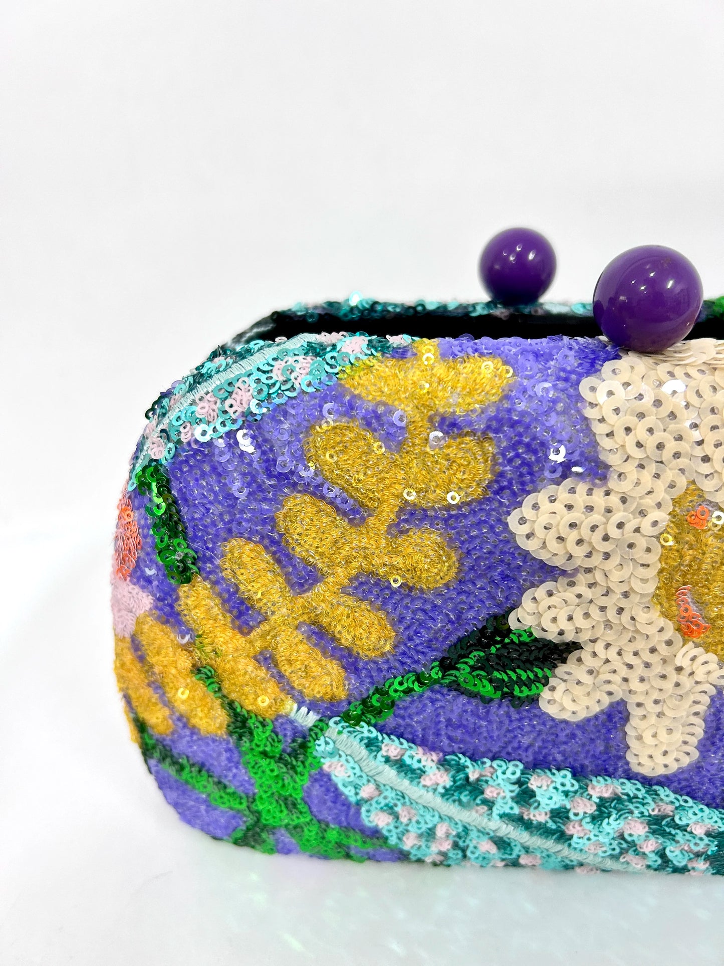 Floral Sequin Minaudière Evening Clutch Bag
