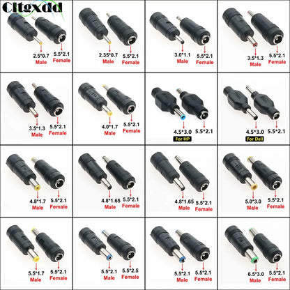 DC 5.5×2.1mm Female to Male Power Adapter Plug Set