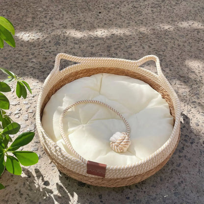 Handwoven Wicker Cat Bed