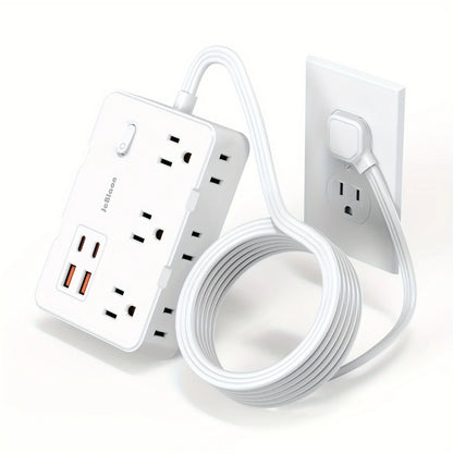 Ultra Thin US Power Strip with 6 Outlets & 4 USB Ports