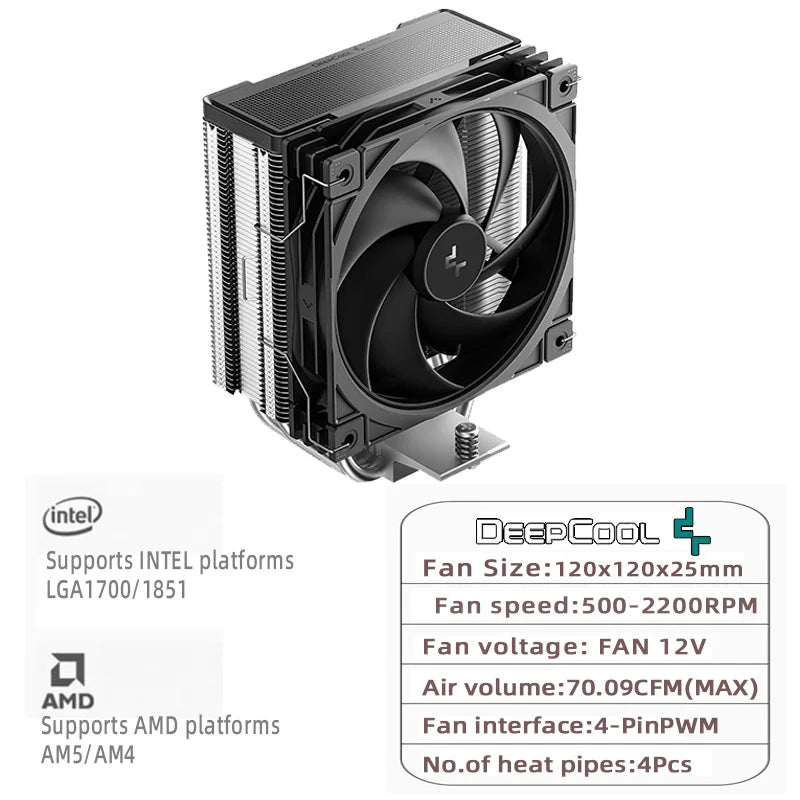 DEEPCOOL AG400 ARGB 4-Heatpipe CPU Air Cooler