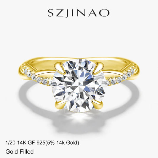 14K Gold-Filled 2CT Moissanite Twisted Solitaire Ring