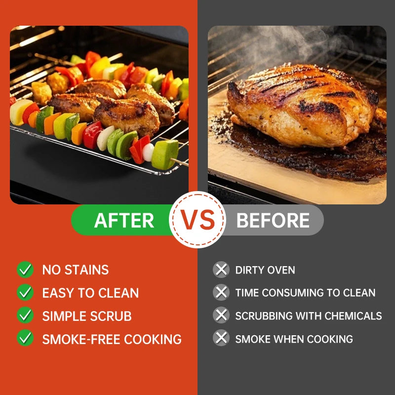 Heat Resistant Teflon Grill & Baking Mat for BBQ, Oven & Air Fryer