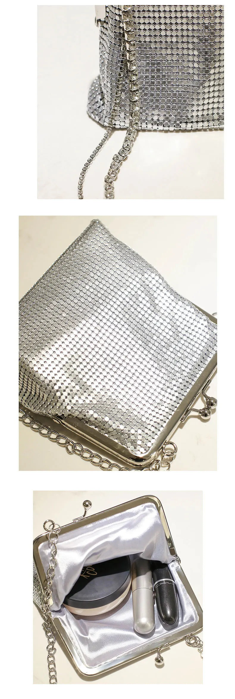 Metallic Sequin Kiss-Lock Bag