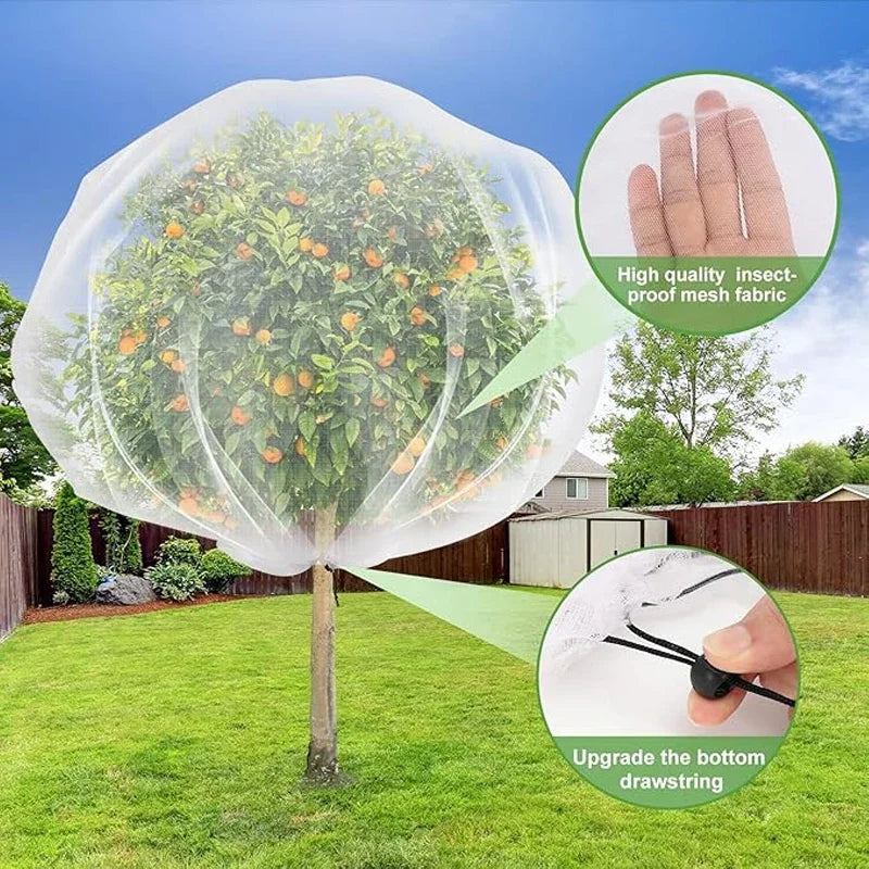 Garden Plant Protection Net Cover with Zipper & Drawstring