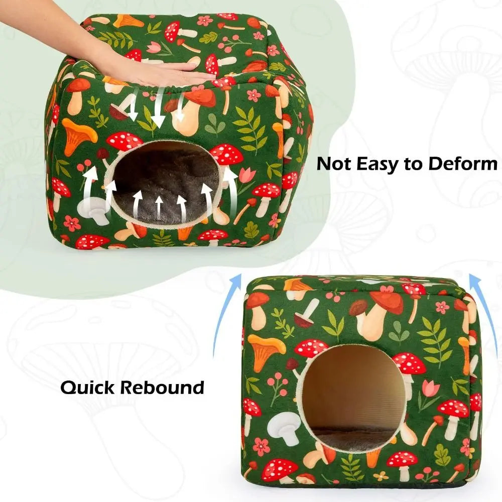 Cozy Washable Guinea Pig Hideout with Cushion for Small Pets