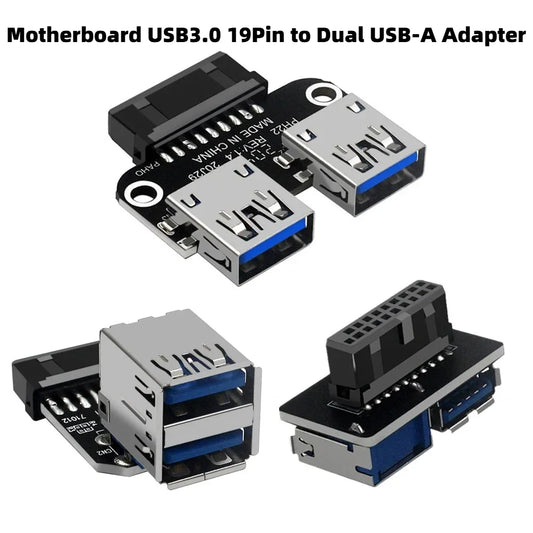USB 3.0 19/20-Pin to Dual USB-A Motherboard Adapter