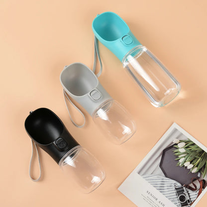 Leak-Proof Pet Water Bottle with Built-In Bowl