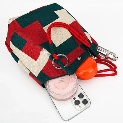 Geometric Knit Bucket Tote Bag