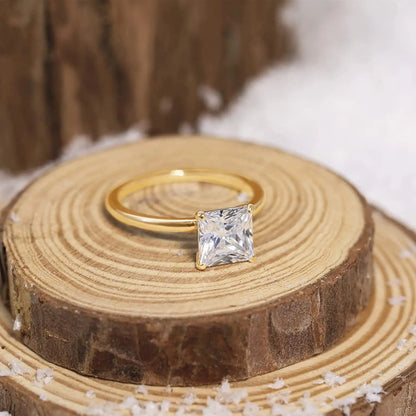 925 Sterling Silver 2CT Square Zircon Engagement Ring