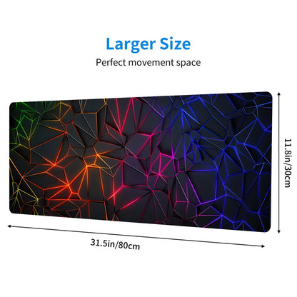 Extended Geometric Gaming Mouse Pad with Non-Slip Base