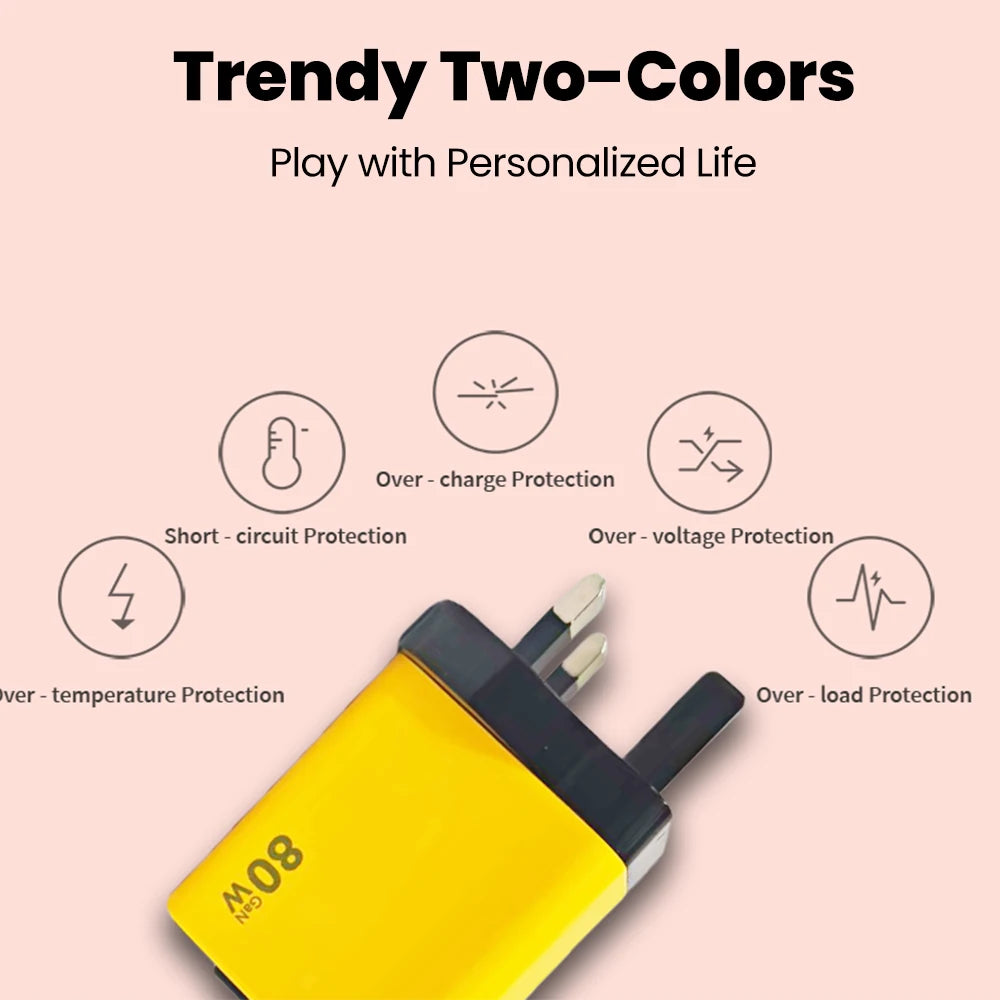 Elough 80W GaN Fast Charger with Multi-Port Cable