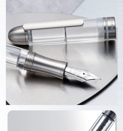 Premium Piston Fill Fountain Pen – Titanium & Acrylic