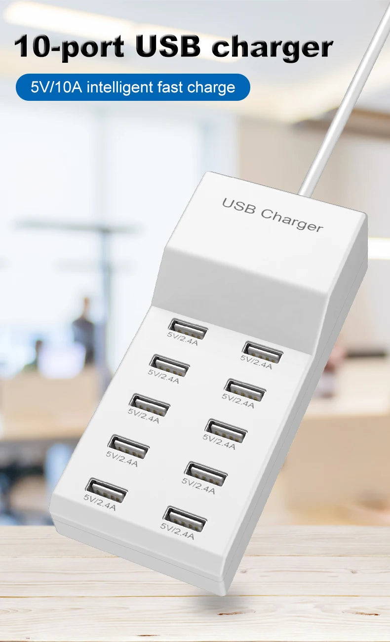 Multi-Device USB Charger Hub with EU Plug