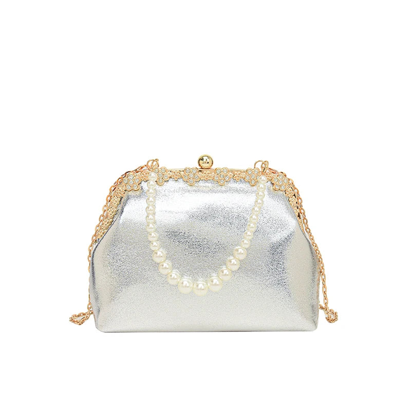 Luxury Pearl Chain Minaudière Shoulder Bag