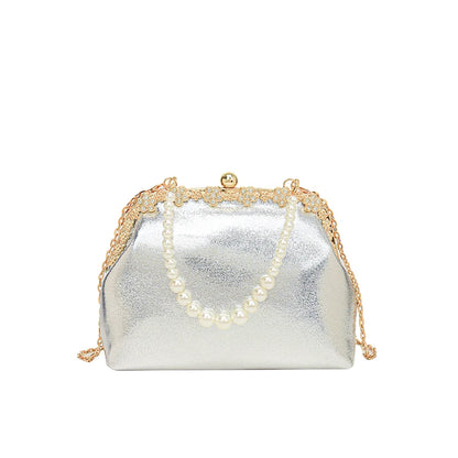 Luxury Pearl Chain Minaudière Shoulder Bag