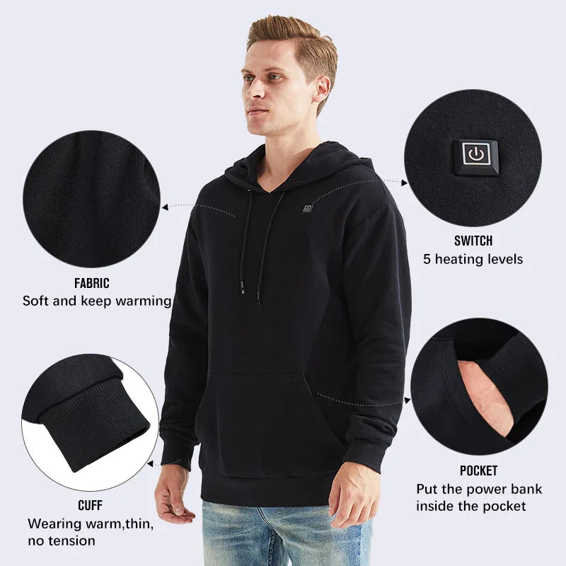 Men's USB Heated Fleece Hoodie Jacket