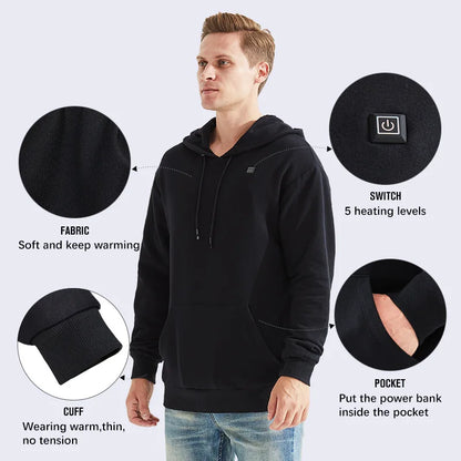 Men's USB Heated Fleece Hoodie Jacket