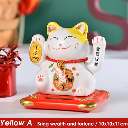 4.5 Inch Ceramic Lucky Solar Cat