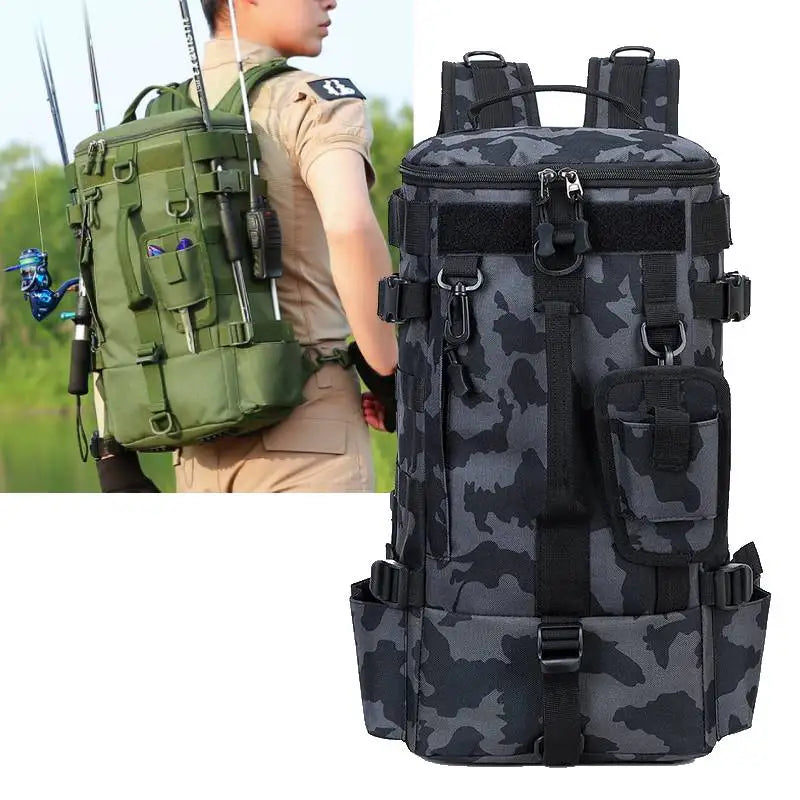 Tactical Fishing Backpack with Rod Holders