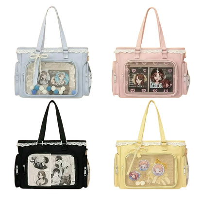Large Canvas Ita Crossbody Tote Bag