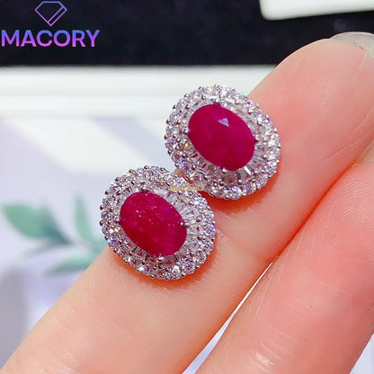 925 Sterling Silver Ruby Stud Earrings