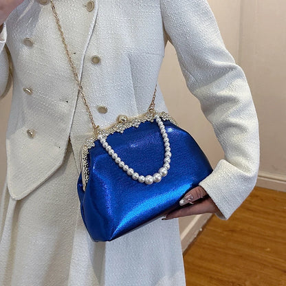 Luxury Pearl Chain Minaudière Shoulder Bag
