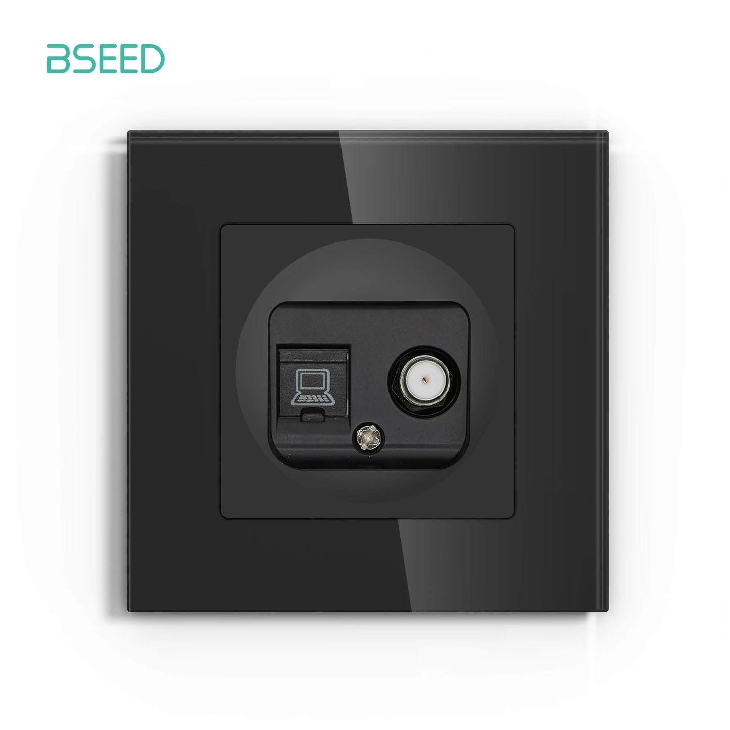 BSEED Glass Wall Socket Outlet – TV, RJ45, Telephone & Satellite